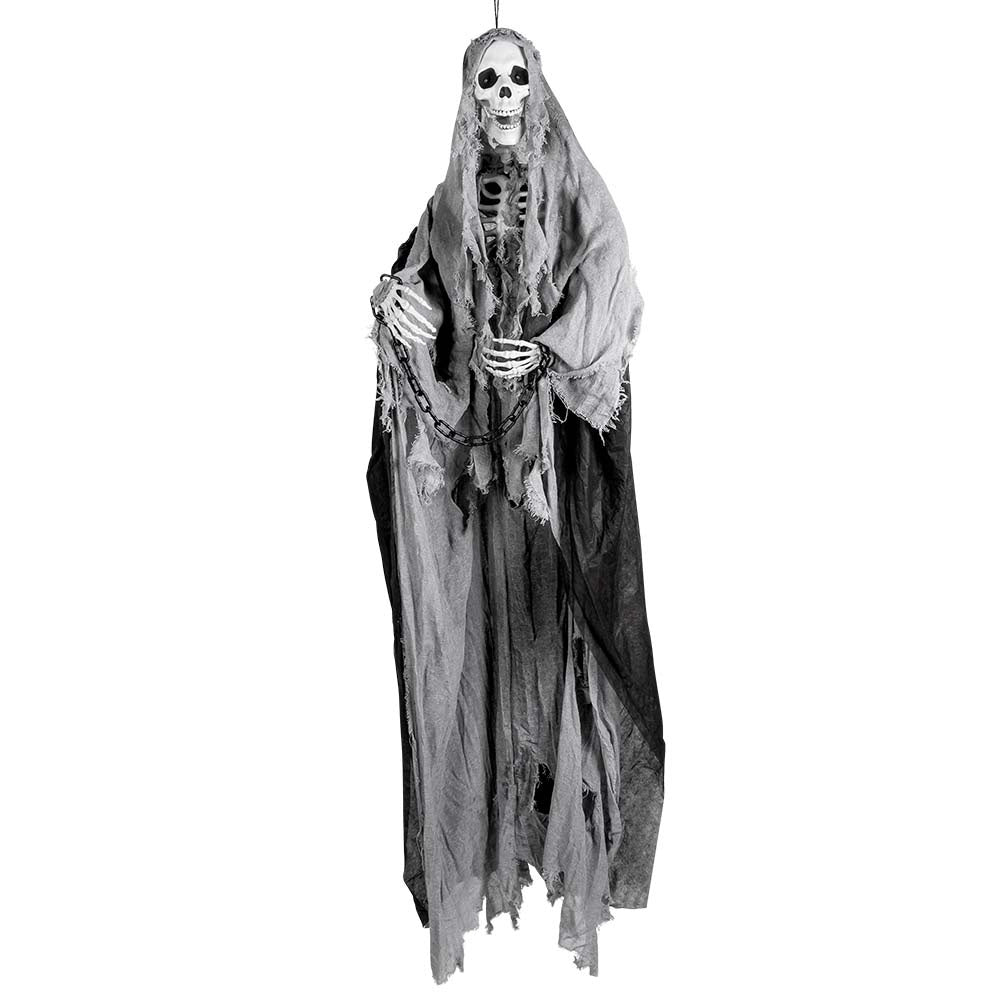 Halloween Skelet 180 cm | Grijze Hangdecoratie met Licht