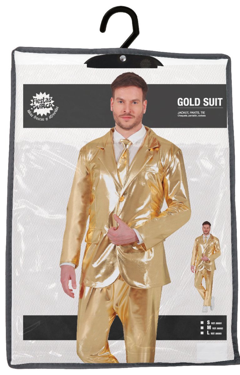 Gouden Kostuum Heren – Glitterend Jasje, Broek & Stropdas