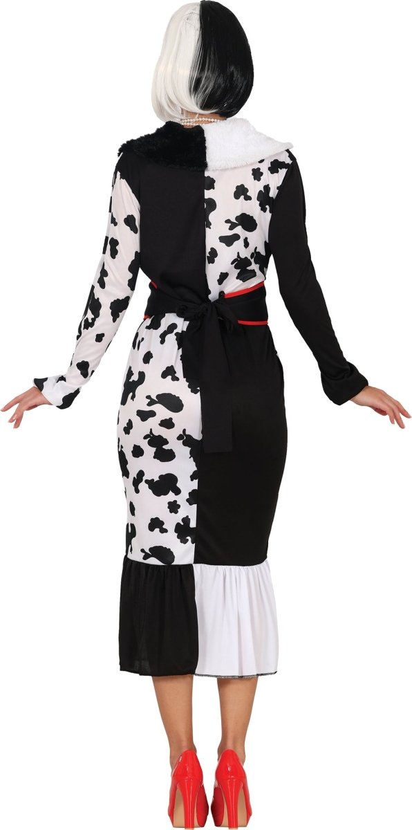 Cruella De Vil Kostuum Dames – Zwart/Wit | Iconisch Halloween Verkleedpak