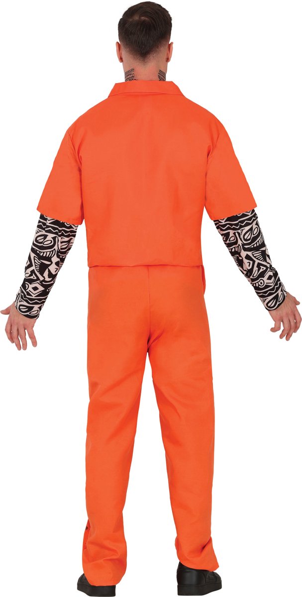 Boevenpak Heren Oranje – Gevangene Jumpsuit met Tattoo Sleeves