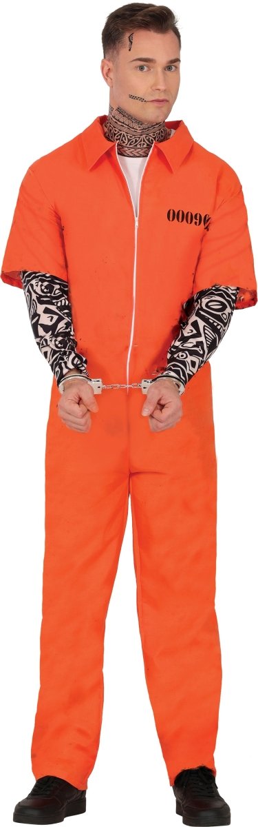 Boevenpak Heren Oranje – Gevangene Jumpsuit met Tattoo Sleeves