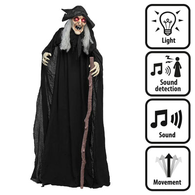 Halloween Heks Decoratie Endora 170 cm | Licht, Geluid & Beweging