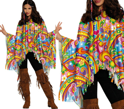 Hippie 60S Poncho Gekleurd