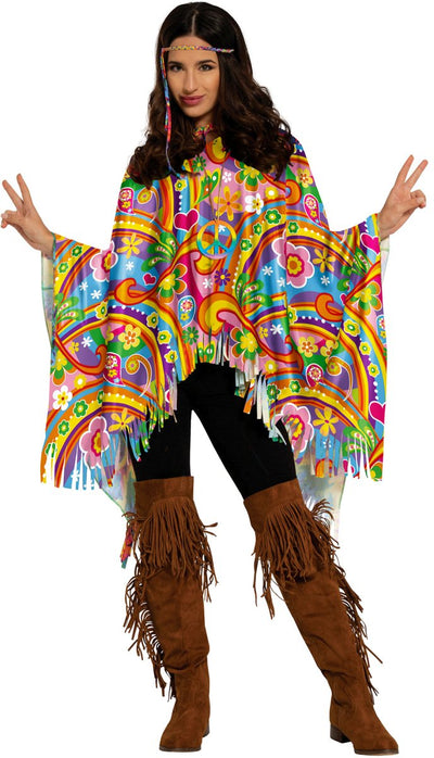 Hippie 60S Poncho Gekleurd