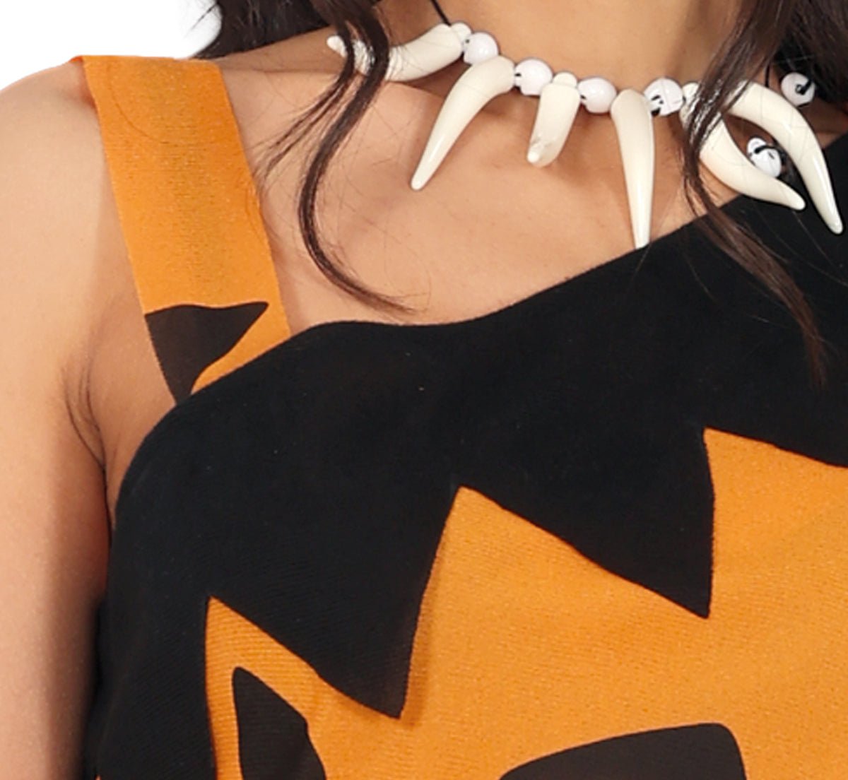 Holbewoner Jurk Dames – Zwart & Oranje | Prehistorisch Kostuum