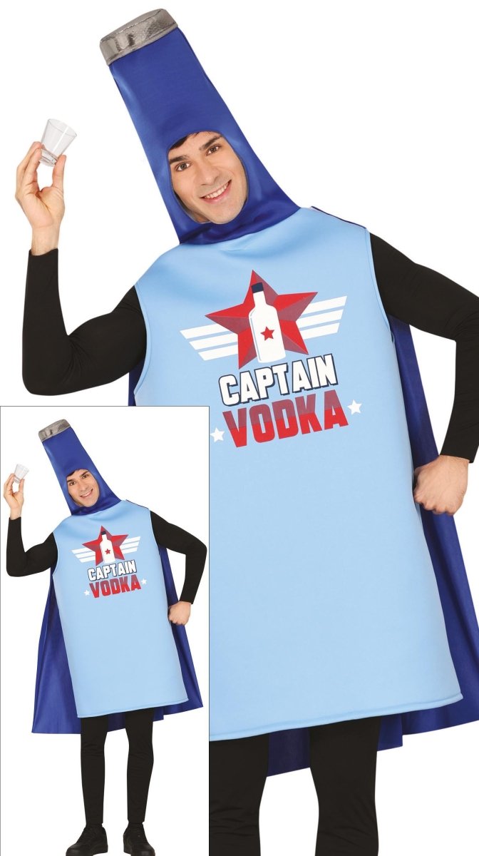 Kapitein Vodka Kostuum Heren – Blauw (Parodie)