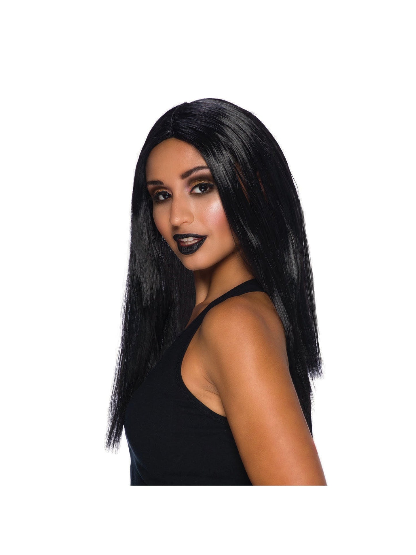 Lange Zwarte Pruik Dames – Halloween & Gothic Pruik