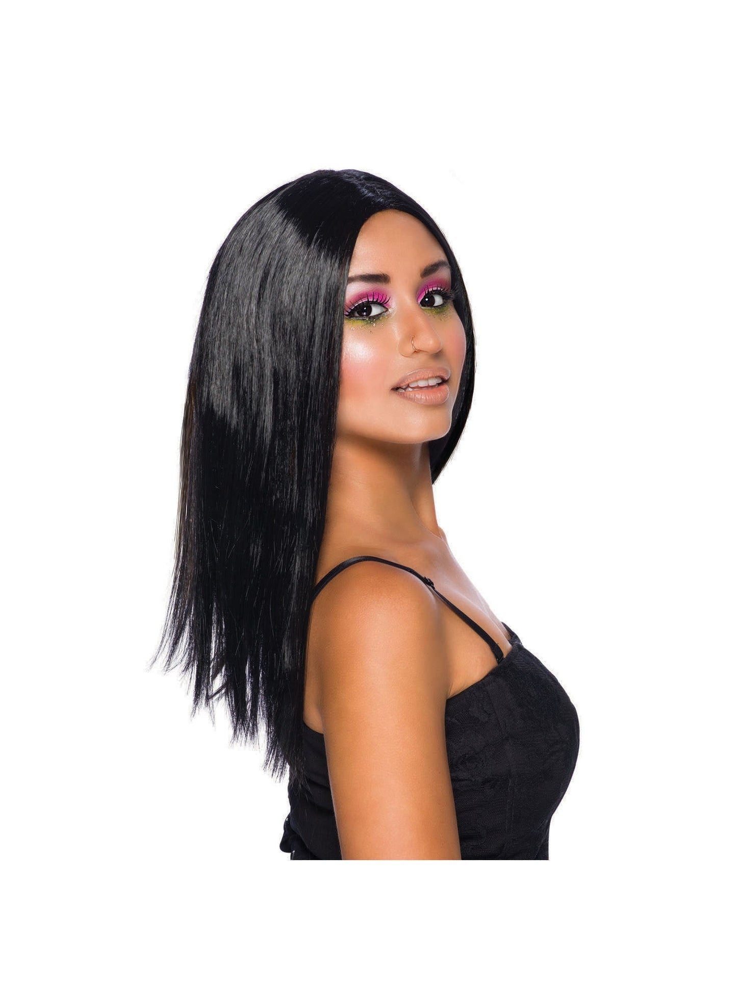 Lange Zwarte Pruik Dames – Halloween & Gothic Pruik