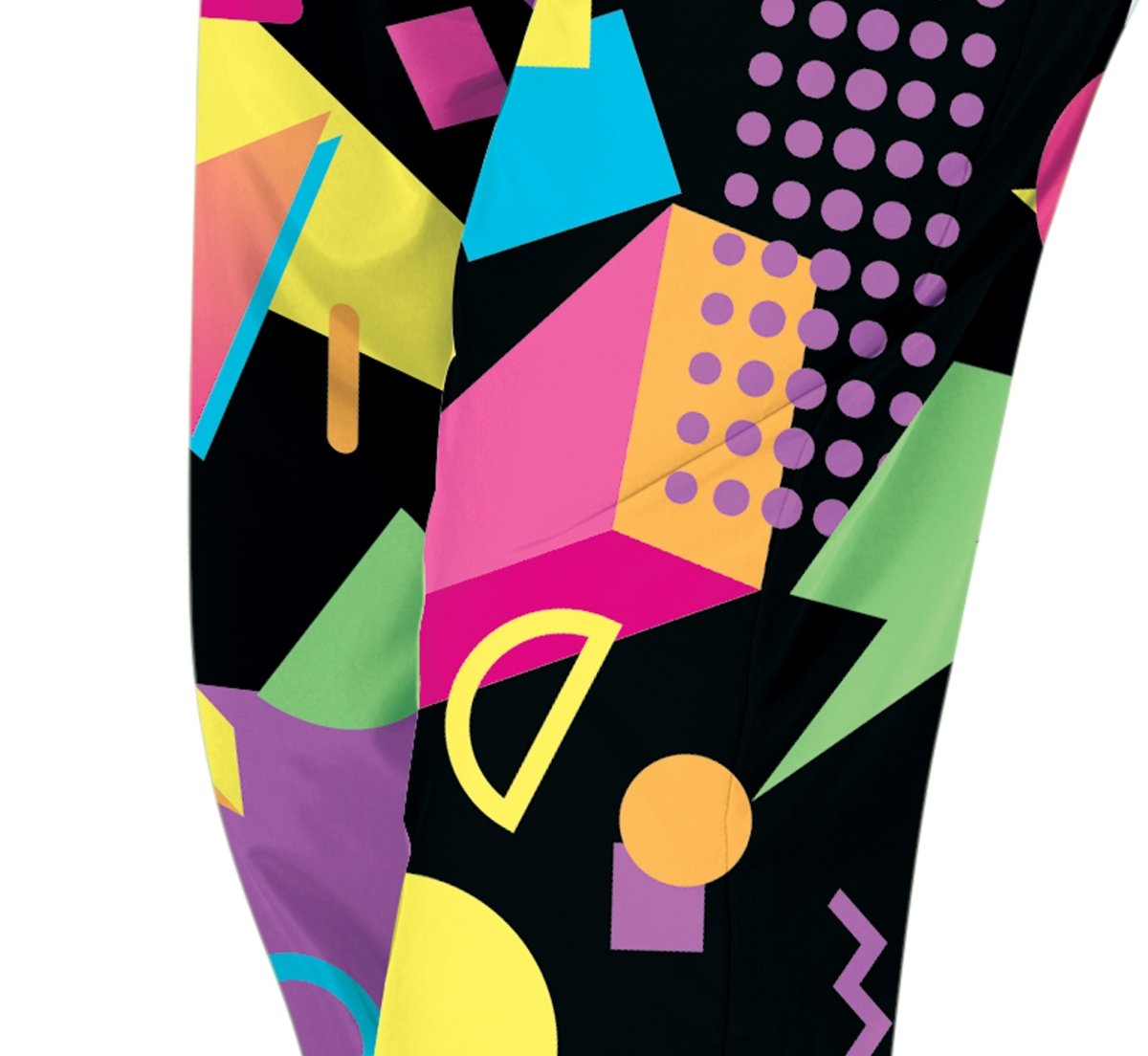 Neon 80’s Trainingspak Heren – Zwart met Meerkleurige Details | Fout Party Kostuum