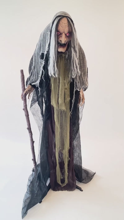 Interactieve Heks Halloween Decoratie – 160 cm met Licht, Geluid en Beweging