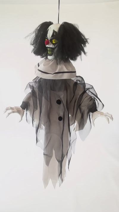 Nightmare Clown Hängedeko – 90 cm mit Licht, Sound und Bewegung