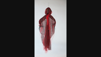 Halloween Demoon 180 cm | Rode Demon Reaper Hangdecoratie met Licht