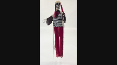 Halloween Piraat Skelet 160 cm | Hangdecoratie met Licht & Geluid