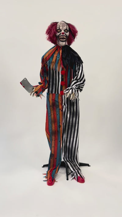 Halloween Clown Decoratie Butcher 175 cm | Licht, Geluid & Beweging
