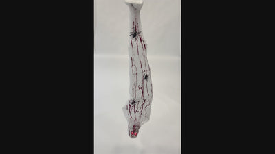 Halloween Spinnencocon 165 cm | Hangdecoratie met Skelet, Licht & Geluid
