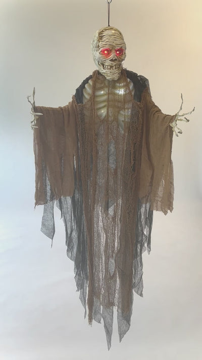 Hangdecoratie Creepy Mummy – 160 cm met Licht, Geluid en Geluidsensor
