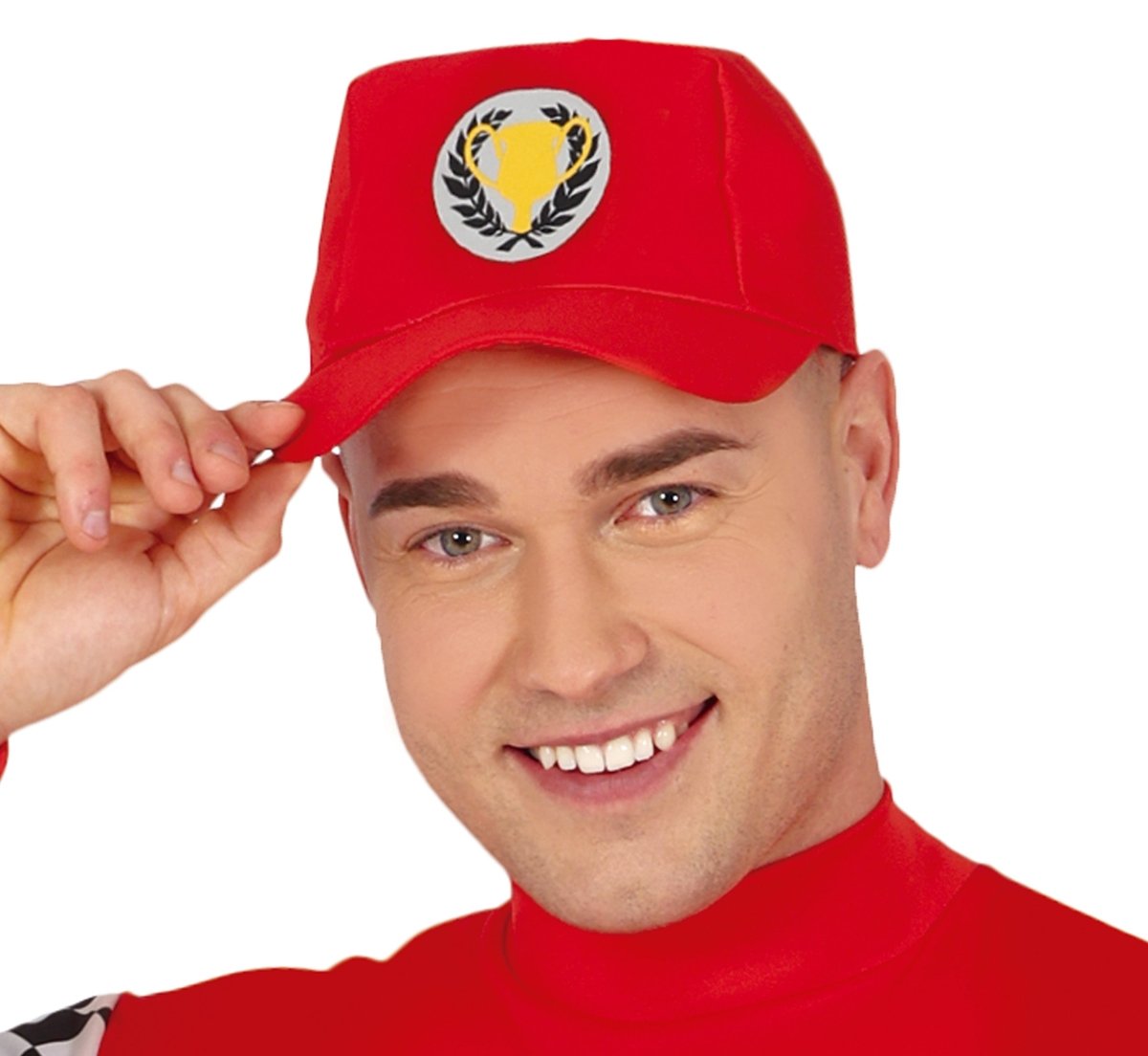 Racepak Heren Rood/Wit – Coureur Kostuum met Pet