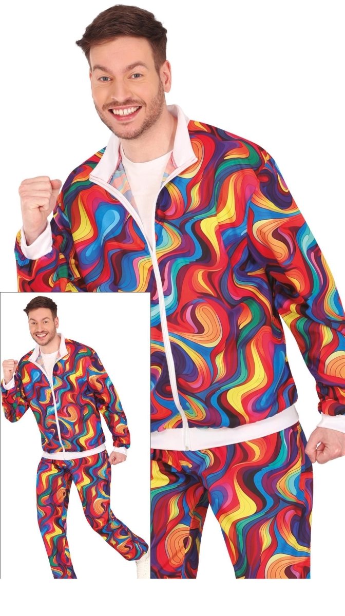Regenboog 80’s Trainingspak Heren – Fout Party Kostuum | Meerkleurig