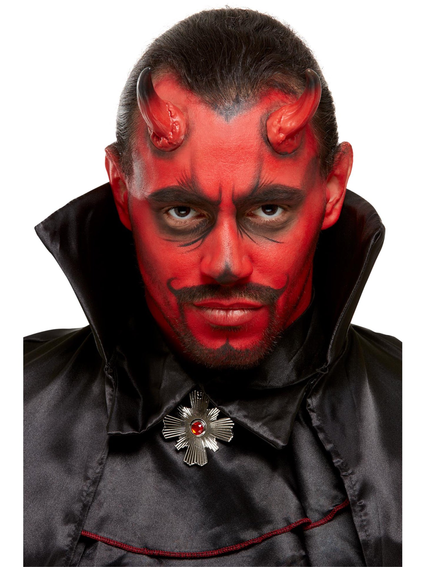 Halloween Duivel Schmink Set met Hoorns – Rood & Zwart