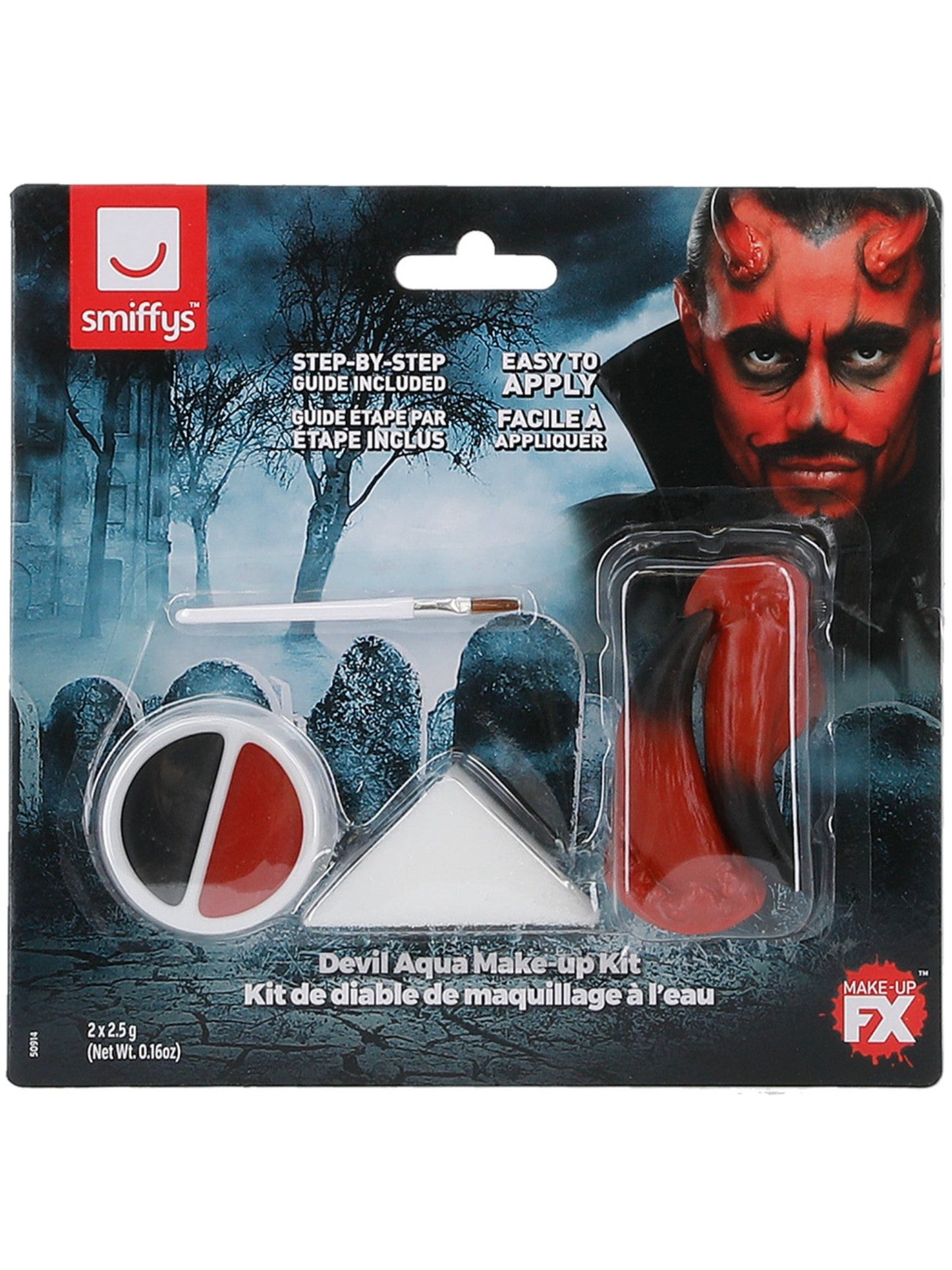 Halloween Duivel Schmink Set met Hoorns – Rood & Zwart