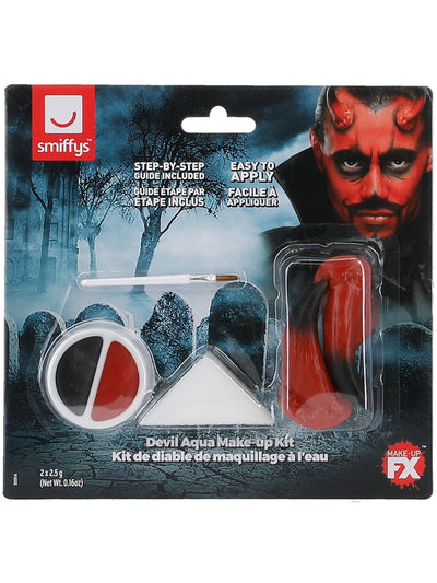 Halloween Duivel Schmink Set met Hoorns – Rood & Zwart
