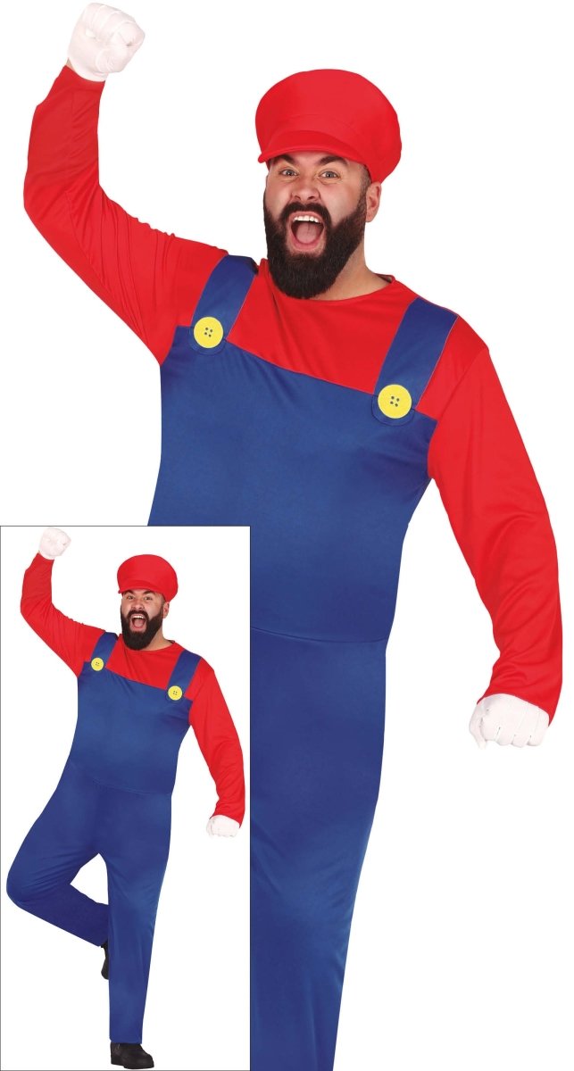 Super Mario Kostuum Heren – Deluxe Rood/Blauw met Jumpsuit & Hoed