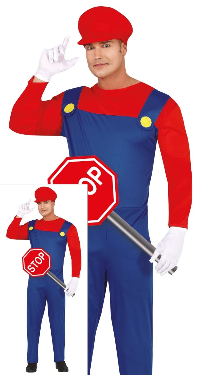Super Mario Kostuum Heren – Deluxe Rood/Blauw met Jumpsuit & Hoed