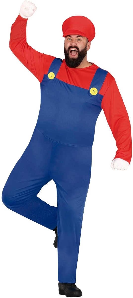 Super Mario Kostuum Heren – Deluxe Rood/Blauw met Jumpsuit & Hoed