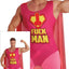 Superheld Kostuum Heren – “Fuckman” Roze Cape & Pak (Parodie)