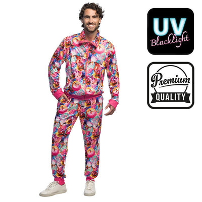 Trainingspak Dancing Dude UV – Roze | 80’s Disco Fout Party Kostuum