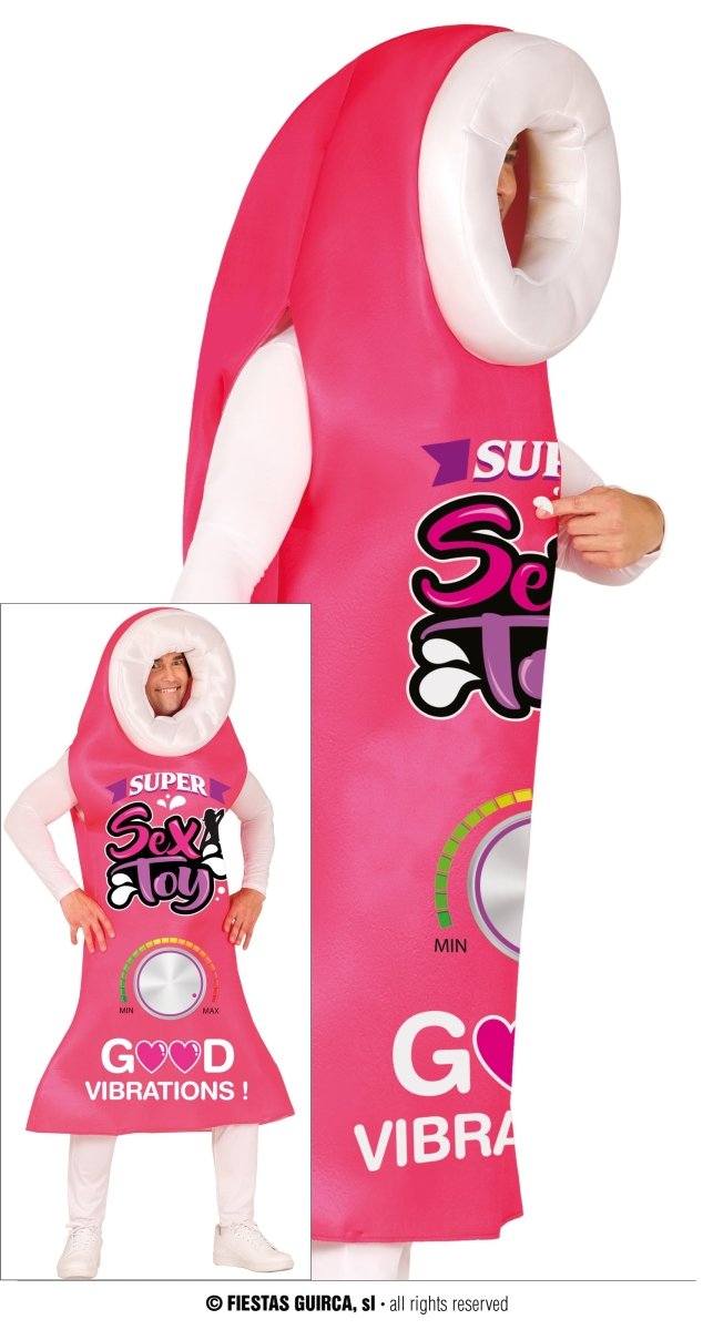 Vibrator / Satisfier Kostuum – Roze Opblaasbaar Pak met Luchtpomp