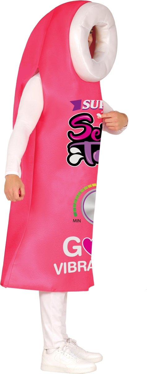 Vibrator / Satisfier Kostuum – Roze Opblaasbaar Pak met Luchtpomp