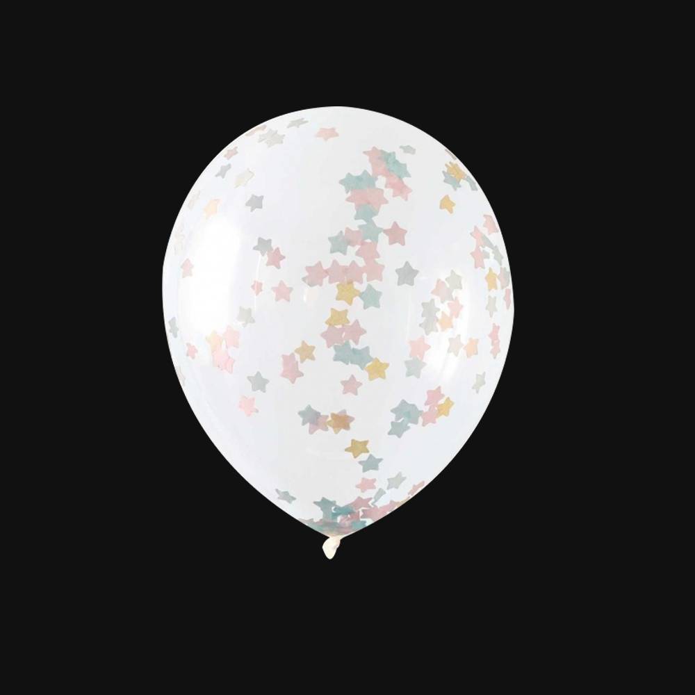 Confetti ballonnen - Multicolor sterretjes confetti - 40cm (5 Stuks)