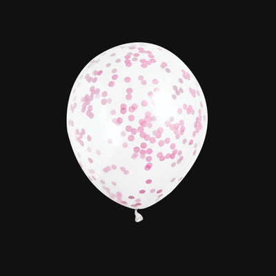 Confetti ballonnen - Roze confetti - 30cm (6 Stuks)
