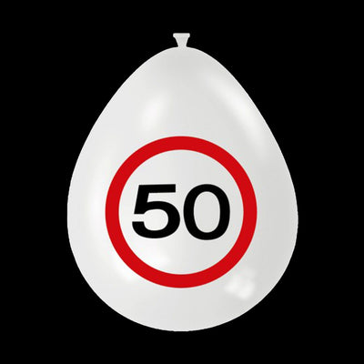 Ballonnen verkeersbord - 50 (6stuks)