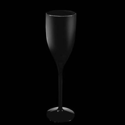 Kunststof champagneglazen - 15cl - Zwart  (6 stuks)