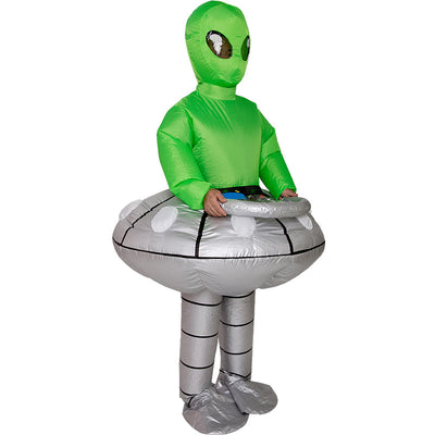Opblaasbaar Alien Kostuum - Met UFO Benen - Voor Kinderen & Volwassenen